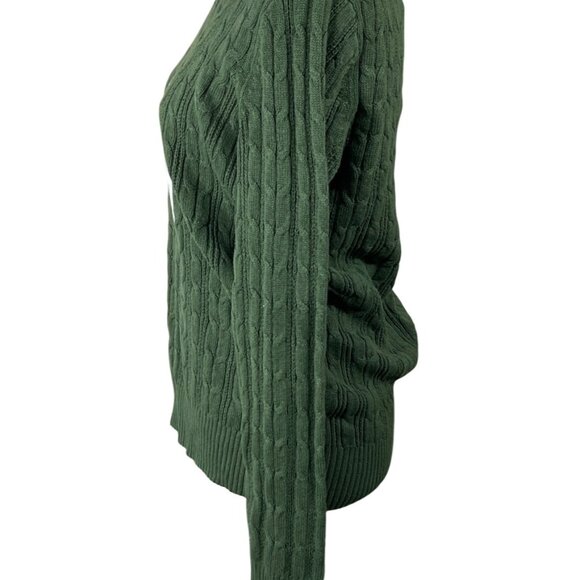 New St. John's Bay Sweater Green Cable Knit Size L Large Crew Neck Woment - Picture 2 of 6